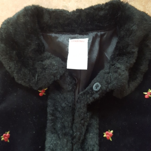 Gymboree black velvet fur long coat - Picture 2 of 4